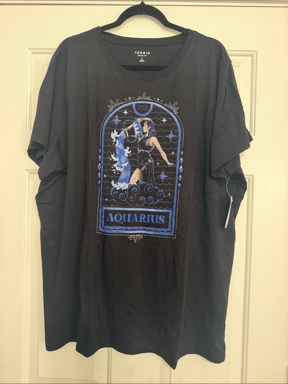 torrid Black Aquarius Graphic Tee with Blue Artwork